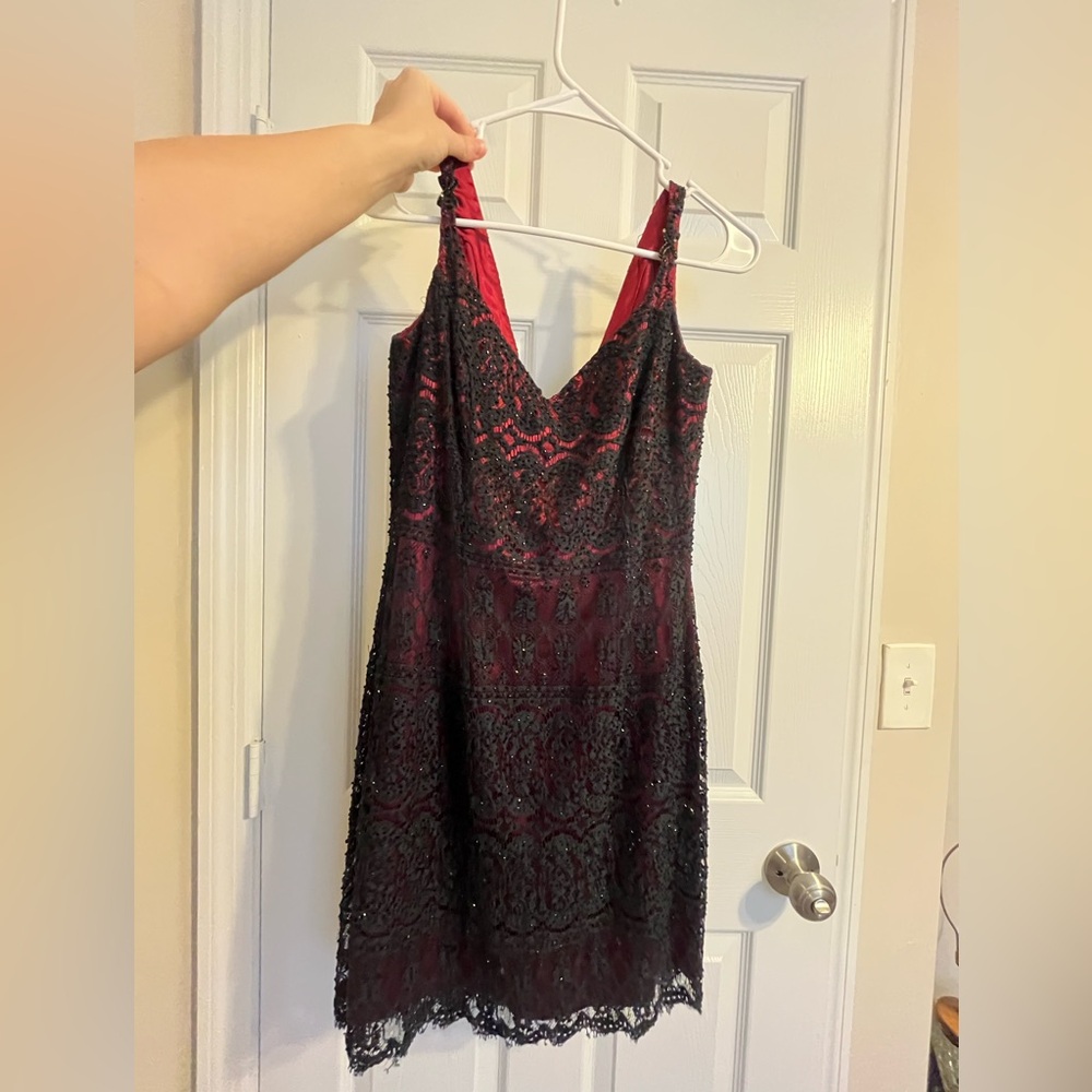 Lillie Rubin Black and Red Beaded Dress